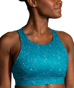 BROOKS Women's Drive 3 Pocket Run Bra (464 - Lagoon Speckle Print)