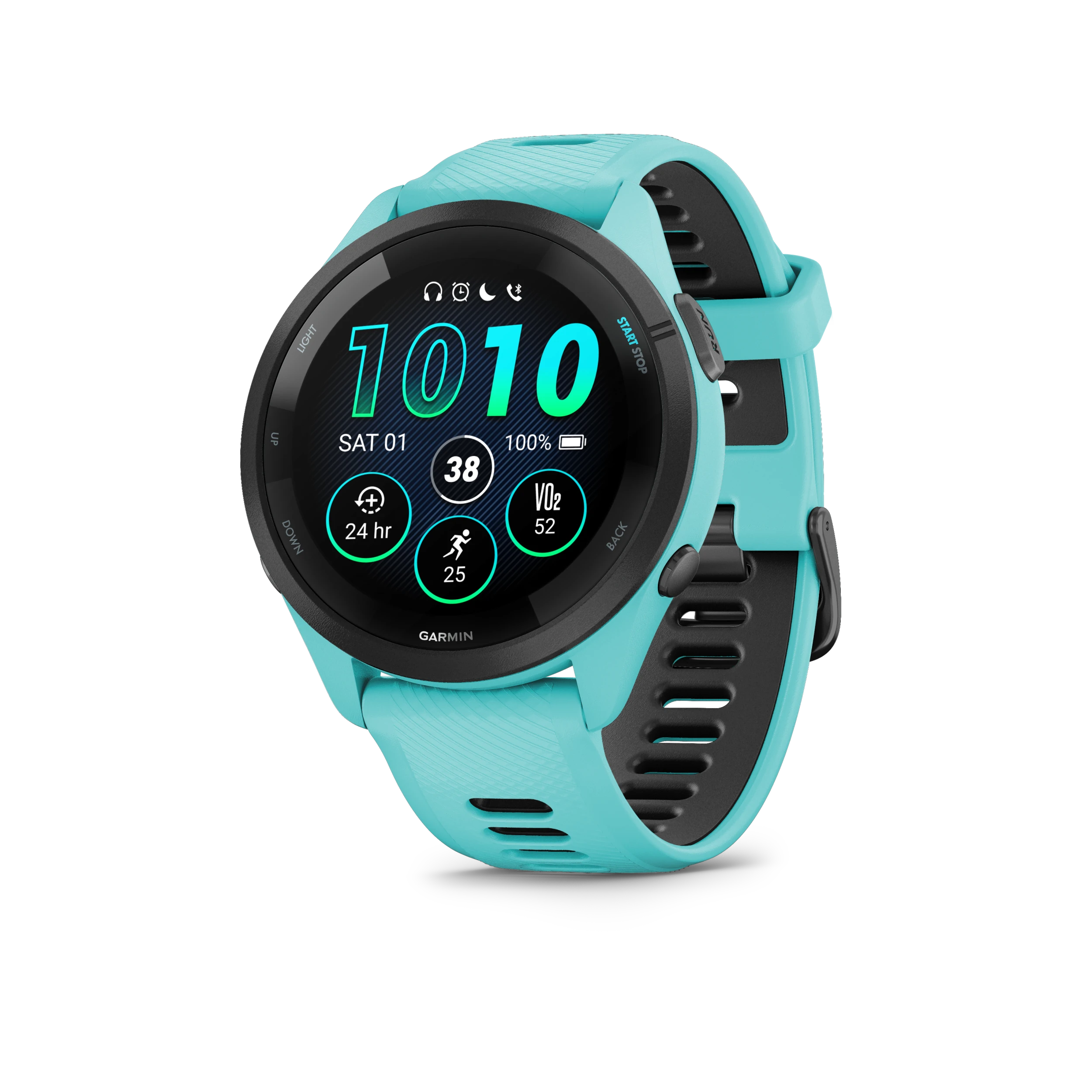 Garmin Forerunner® 265 (Black Bezel With Aqua Case And Aqua/Black Silicone Band) 1 Garmin Forerunner® 265 (Black Bezel With Aqua Case And Aqua/Black Silicone Band)
