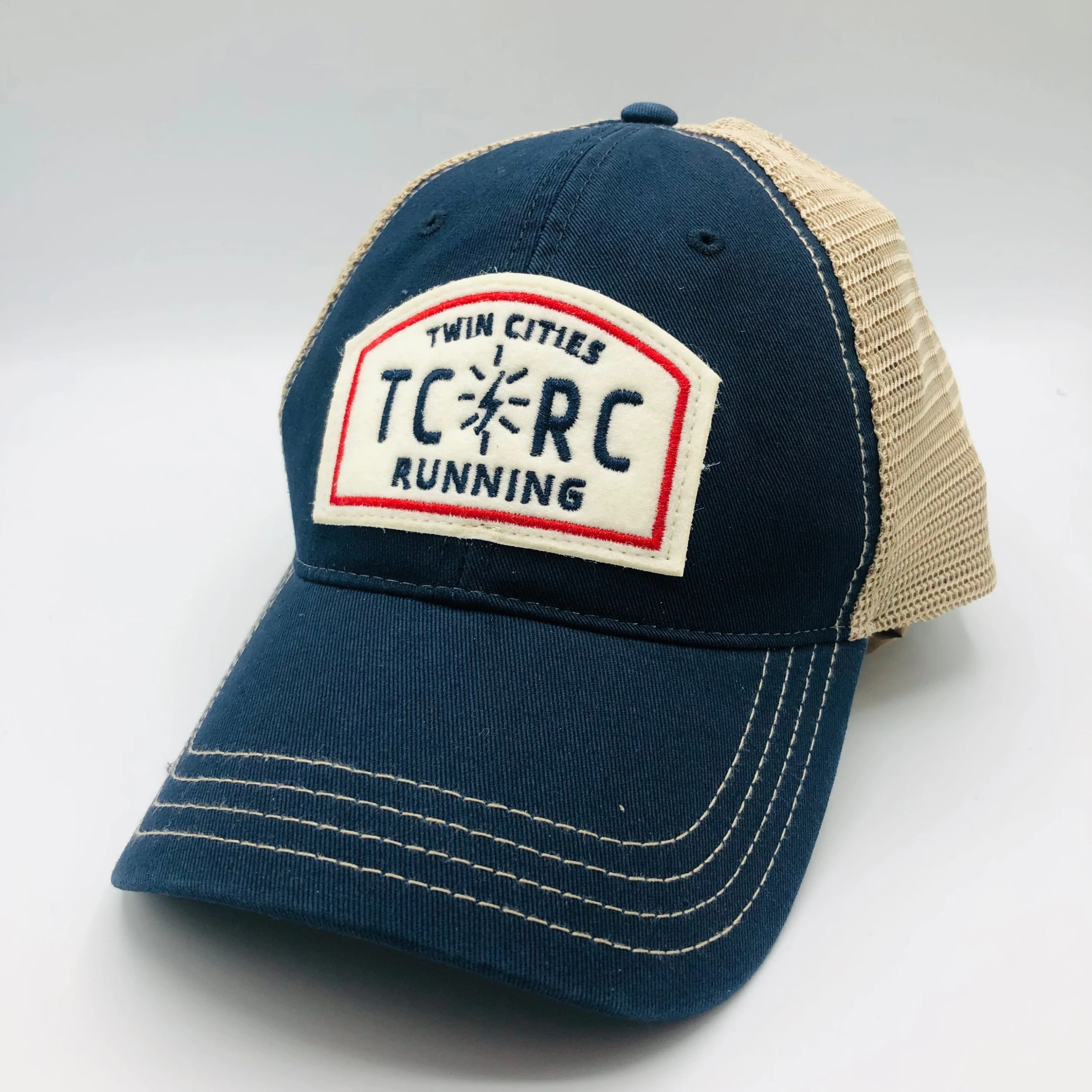 TC Running Co TCRC "Felt Patch" Trucker Hat (Navy/Khaki) 1 TC Running Co TCRC "Felt Patch" Trucker Hat (Navy/Khaki)