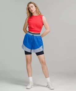 Lululemon Evergreen High-Rise Short 4.5" (Wild Bluebell/Cascade Blue/Lavender Dusk) -New balance-shop LW7BNUS 055128 2