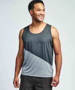 TASC Recess Running Tank Blocked (Black Heather/Heather Grey)