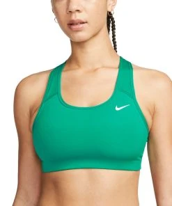 Nike Women's DRI-FIT Swoosh Sports Bra (370 - Neptune Green/White)