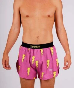 ChicknLegs Men's Hot Pink Bolts 4” Split Shorts