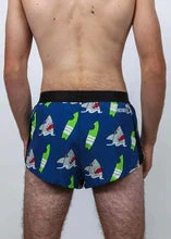 ChicknLegs Men's Blue Sharks 2" Split Shorts 3 ChicknLegs Men's Blue Sharks 2" Split Shorts - Image 3