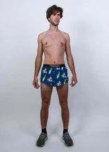 ChicknLegs Men's Blue Sharks 2" Split Shorts 5 ChicknLegs Men's Blue Sharks 2" Split Shorts - Image 5