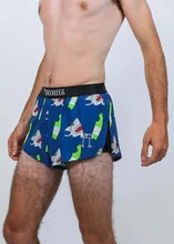 ChicknLegs Men's Blue Sharks 2" Split Shorts 4 ChicknLegs Men's Blue Sharks 2" Split Shorts - Image 4