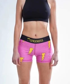 ChicknLegs Women's Hot Pink Bolts 3" Compression Shorts